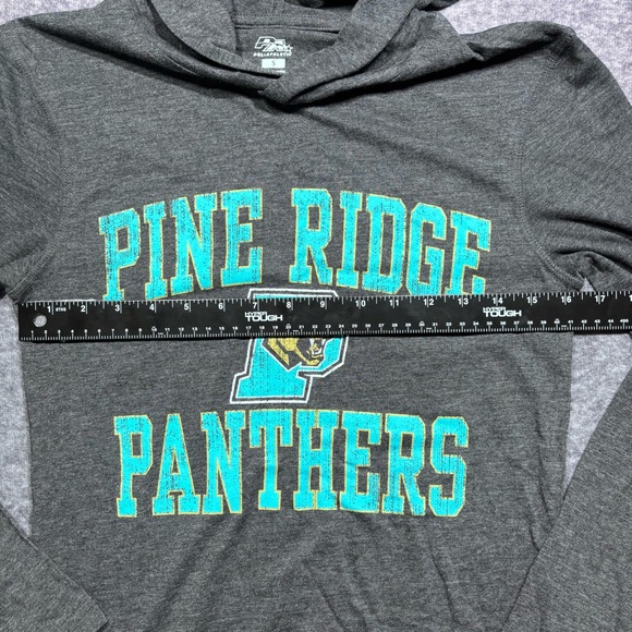 Pine Ridge Panthers Charcoal Hooded Tee with Teal Logo - Picture 5 of 10